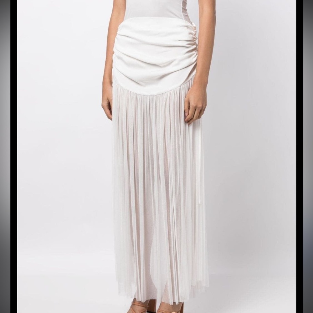 Christopher Esber White Ruched maxi skirt NWT